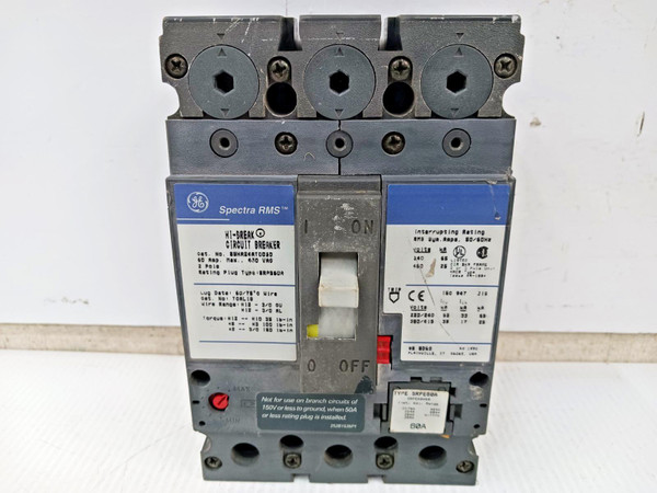 GE Spectra 60 Amp Circuit Breaker 2 Pole 480 VAC SEHA24AT0060 W/ 60 Amp Plug GE Spectra 60 Amp Circuit Breaker 2 Pole 480 VAC SEHA24AT0060 W/ 60 Amp Plug