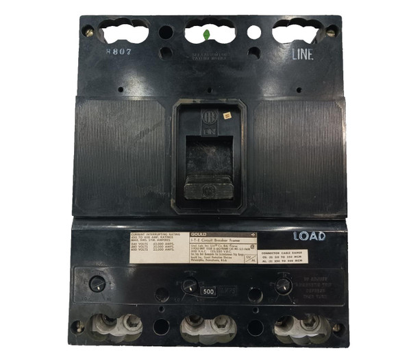 Gould ITE 600 Amp Circuit Breaker With 500 Amp Trip 600 VAC 3 Pole  LL3-F600 Gould ITE 600 Amp Circuit Breaker With 500 Amp Trip 600 VAC 3 Pole  LL3-F600