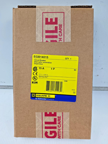 New Square D 15 Amp Bolt-On Circuit Breaker 1 Pole 277 VAC 65kA EGB14015 New Square D 15 Amp Bolt-On Circuit Breaker 1 Pole 277 VAC 65kA EGB14015