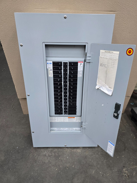 Eaton 100 Amp Main Breaker PRL1A Panelboard 208Y/120 VAC 3 Phase 4 Wire 24C Eaton 100 Amp Main Breaker PRL1A Panelboard 208Y/120 VAC 3 Phase 4 Wire 24C