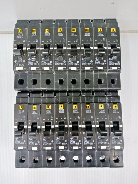 Lot Of 16) Square D 20 Amp Bolt-On Circuit Breaker 1 Pole 277 VAC 18kA EDB14020 Lot Of 16) Square D 20 Amp Bolt-On Circuit Breaker 1 Pole 277 VAC 18kA EDB14020