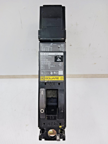 Square D 15 Amp I-Line Circuit Breaker 1 Pole 277 VAC / 125 VDC 18kA FA14015A Square D 15 Amp I-Line Circuit Breaker 1 Pole 277 VAC / 125 VDC 18kA FA14015A