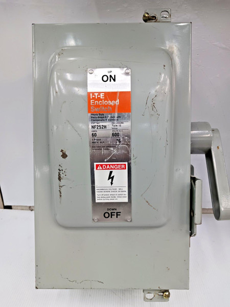 New ITE 60 Amp Non-Fused Enclosed Switch 2 Pole 600 VAC / 250 VDC Type 12 NF252H New ITE 60 Amp Non-Fused Enclosed Switch 2 Pole 600 VAC / 250 VDC Type 12 NF252H
