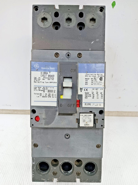 GE 250 Amp Circuit Breaker 3P 600 VAC SFHA36AT0250 W/ 225 Amp Trip Plug *Chipped GE 250 Amp Circuit Breaker 3P 600 VAC SFHA36AT0250 W/ 225 Amp Trip Plug *Chipped