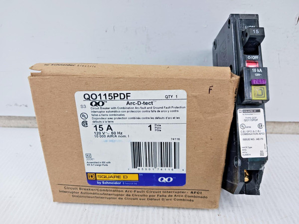 New Square D 15 Amp Plug-In GFCI / AFCI Circuit Breaker 1P 120V QO115PDF *Flaw*