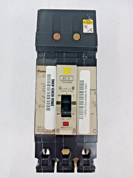 Square D PowerPact 80 Amp I-Line Circuit Breaker 3P 480Y/277 VAC FGA34080 *Flaw*