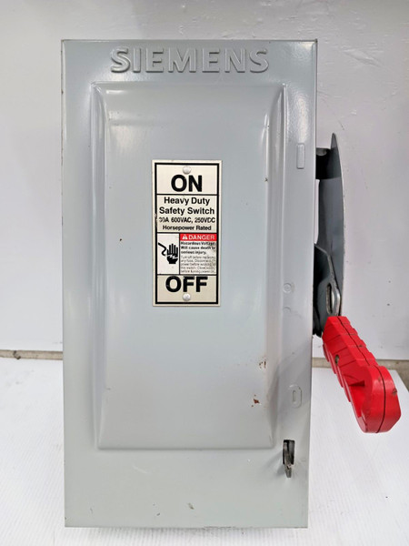 Siemens 30 Amp Fusible Heavy Duty Safety Switch 3 Pole 600 VAC / 250 VDC HF361N
