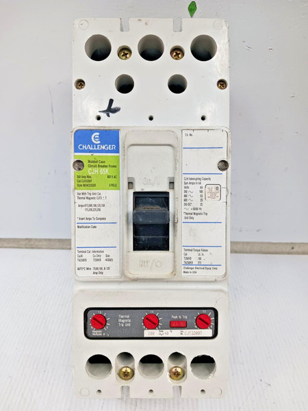 Challenger 250 Amp Circuit Breaker 3 Pole 600 VAC 65kA CJH3250F W/ 200 Amp Trip