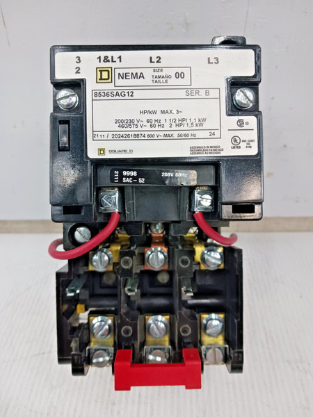 New Square D Size 00 Motor Starter 3 HP 3 Pole 600 VAC 8536SAG12