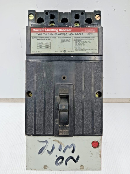 GE 100 Amp Current Limiting Circuit Breaker 3 Pole 480 VAC THLC134100 *Flaw*