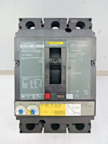 Square D 50 Amp Motor Circuit Protector 3 Pole 600 VAC HJL36050M72