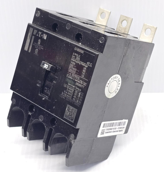 New Eaton 30 Amp Bolt-On Circuit Breaker 277/480 VAC 3 Pole 65 kA GHB3030