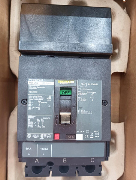 New Square D PowerPact 60 Amp I-Line Circuit Breaker 600 VAC 3 Pole  HDA36060