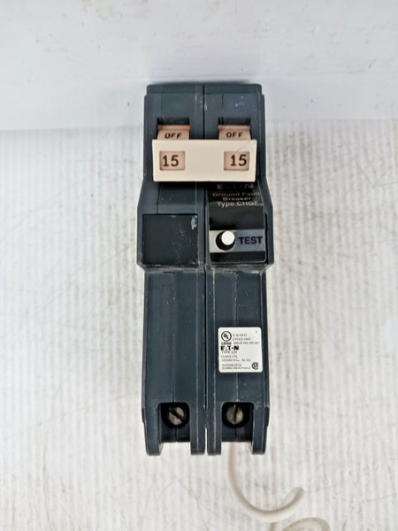 Eaton 15 Amp Plug-In/On GFCI Circuit Breaker 2 Pole 120/240 VAC 10kA CHN215GF