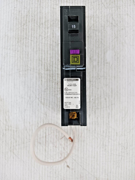 Square D 15 Amp GFCI/AFCI Circuit Breaker 1 Pole 120 VAC HOM115DF (Short Wire)
