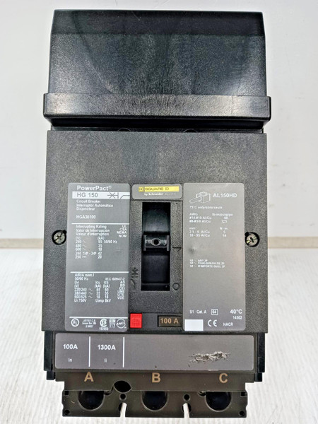 Square D PowerPact 100 Amp I-Line Circuit Breaker 3 Pole 600 VAC 35kA HGA36100