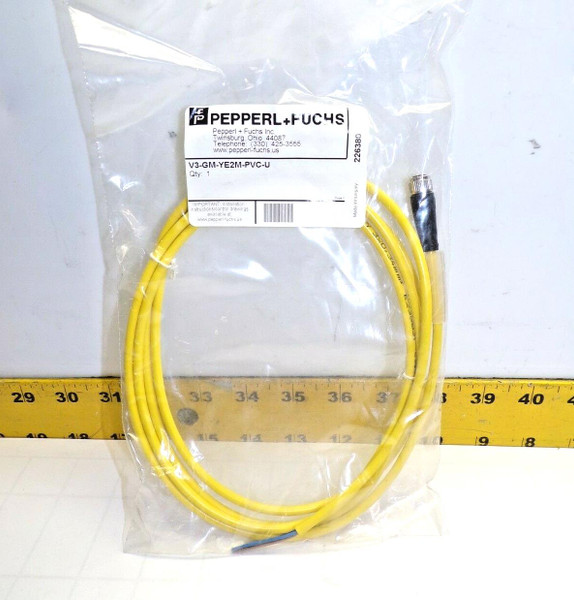 New Pepperl+Fuchs Straight Female Sensor Cordset 2 Meter 3 Pin  V3-GM-YE2M-PVC-U