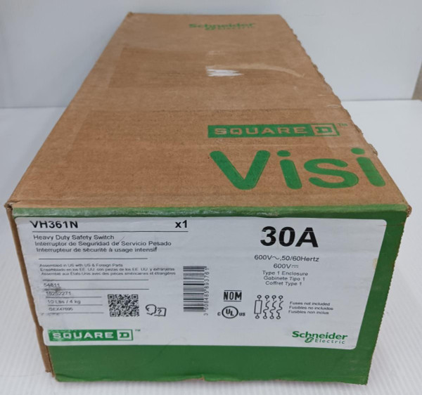 New Square D 30 Amp Fusible VisiPact Safety Disconnect Switch VH361N 3P 600 Vac