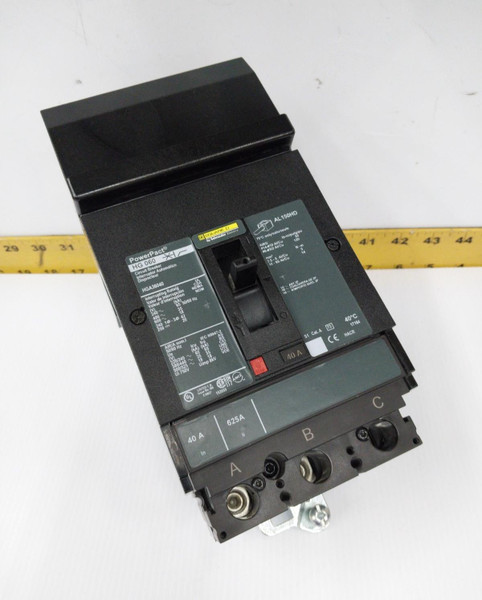 Square D 40 Amp I- Line Circuit Breaker 600 VAC / 250 VDC 3 Pole  HGA36040