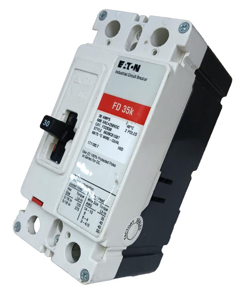 New Eaton 30 Amp Industrial Circuit Breaker 600 VAC 2 Pole FD2030