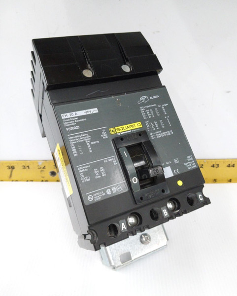Square D 20 Amp I-Line Circuit Breaker 600 VAC / 250 VDC 3 Pole  FH36020