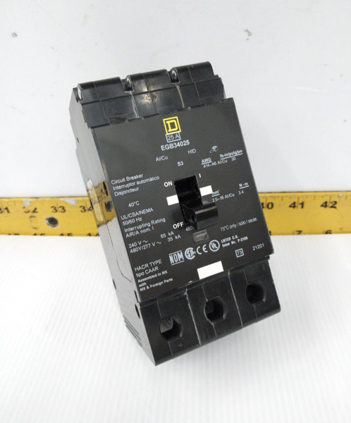 Square D 25 Amp Bolt-On Circuit Breaker 480Y/277 VAC 3 Pole  EGB34025