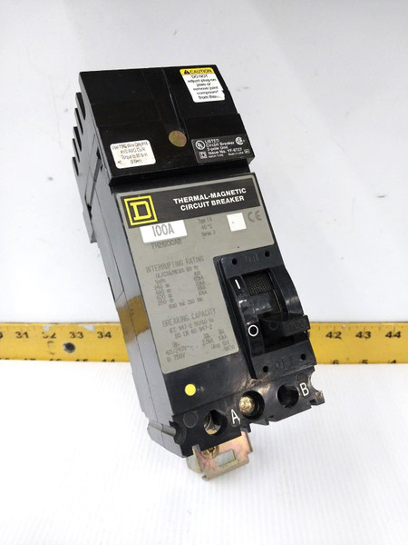 Square D 100 Amp I-Line Circuit Breaker 600 VAC / 250 VDC 2 Pole  FH26100AB