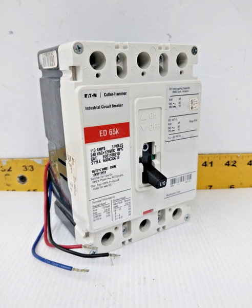 Eaton 110 Amp Circuit Breaker With Auxiliary 240 VAC / 125 VDC 3 Pole ED3110BP10