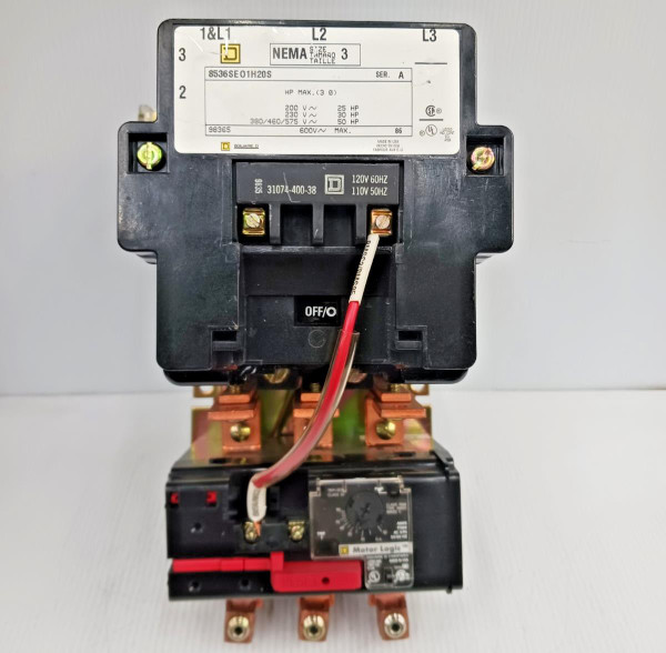 Square D Size 3 Motor Starter 8536SEO1H20S 120V Coil Contacts 99.9% Good