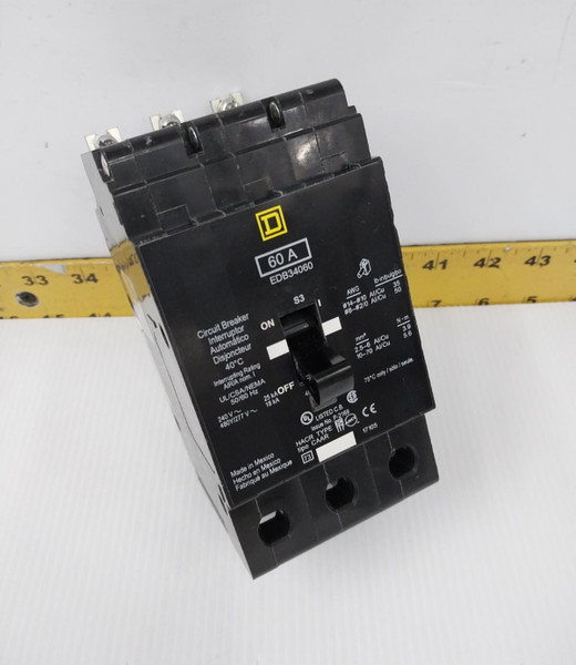 Square D 60 Amp Bolt-On Circuit Breaker 480Y/277 VAC 3 Pole  EDB34060