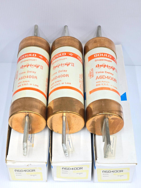 (3) New Gould Shawmut 400 Amp Time-Delay Fuses 600 VAC Class RK1 A6D400R