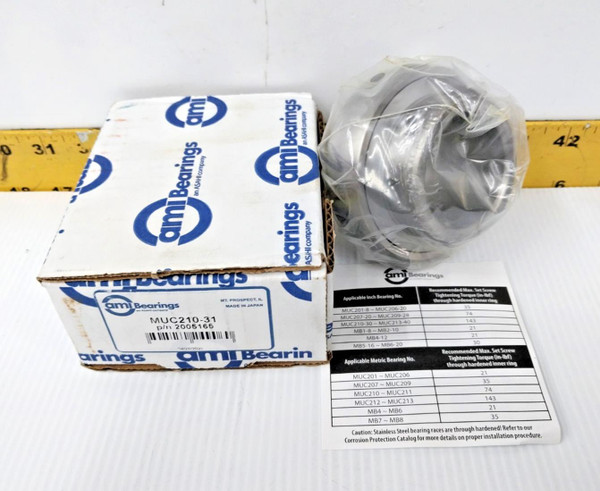 New ami Stainless Steel Set Screw Locking Bearing Insert 1-15/16" Bore MUC210-31