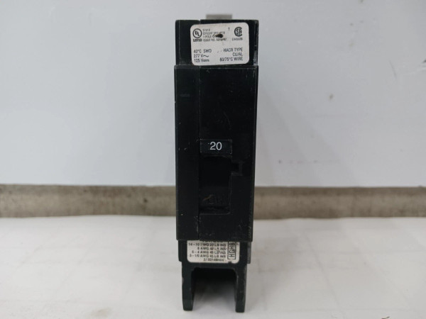 CUTLER HAMMER 20 AMP CIRCUIT BREAKER 1 POLE 277 VAC/125 VDC HGHB1020