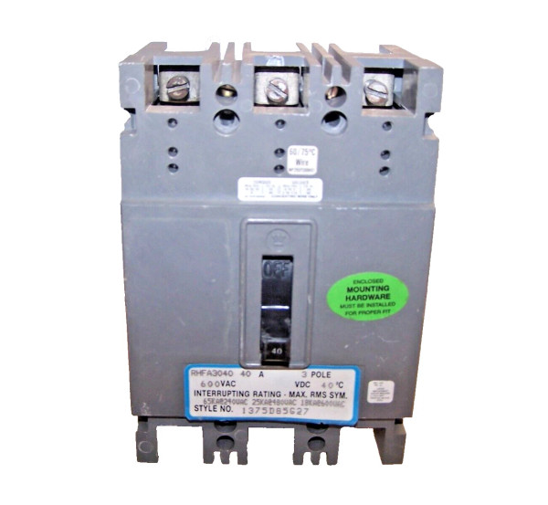 CUTLER HAMMER 40 AMP CIRCUIT BREAKER 3 POLE 600 VAC RHFA3040