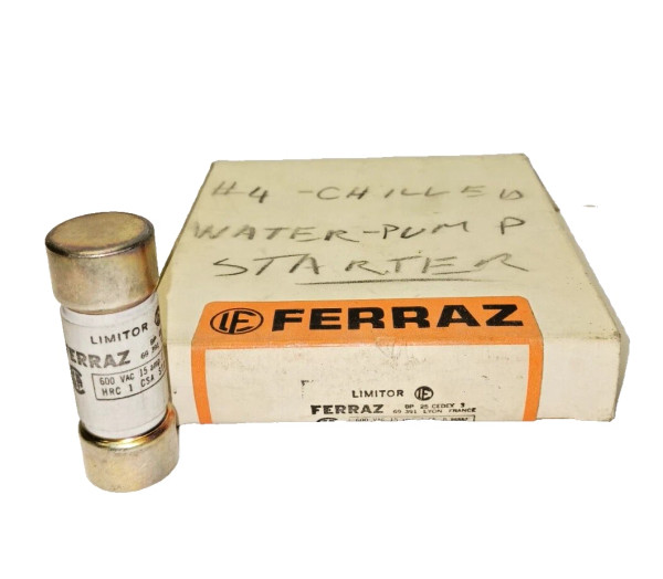 10) NEW J15 FERRAZ LIMITOR 15 AMP FUSE CERAMIC BODY 600 VAC / 600 VDC LOT OF 10