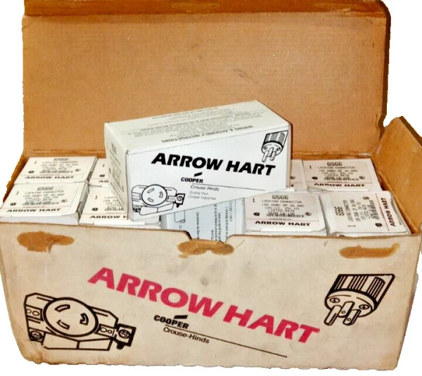 10) NEW ARROWHART 15 AMP LOCKING CONNECTOR 250 V 2 POLE 3 WIRE 6566 LOT OF 10