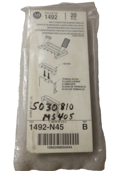 20) NEW ALLEN BRADLEY MULTI-CHARACTER TERMINAL MARKER 1492-N45 PACK OF 20