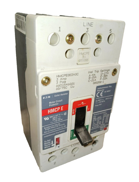EATON CUTLER HAMMER HMCPE003A0C MOTOR CIRCUIT PROTECTOR 3 AMP 3P 480 VAC