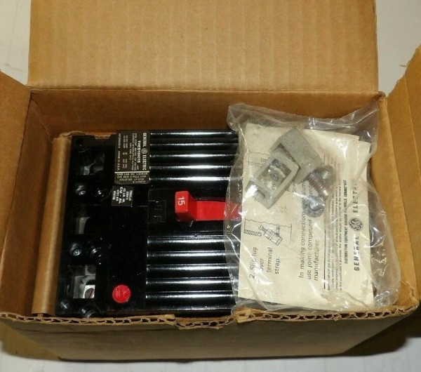 GE 15 AMP CIRCUIT BREAKER 480 VAC / 250 VDC 2 POLE THED124015