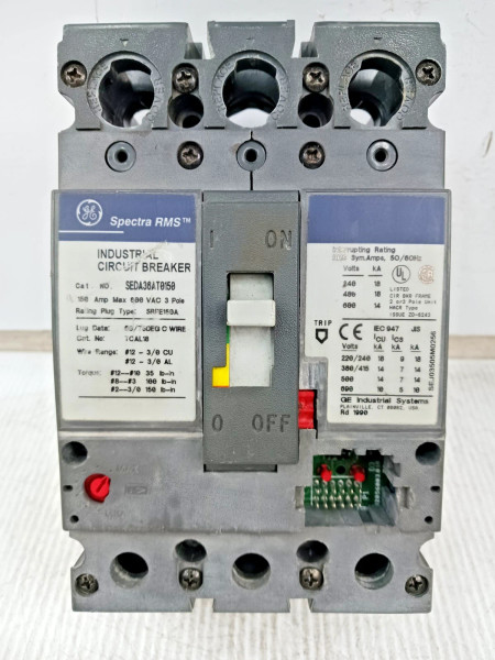 GE 150 Amp Circuit Breaker 3 Pole 600 VAC 18kA SEDA36AT0150 W/O Plug or Lugs