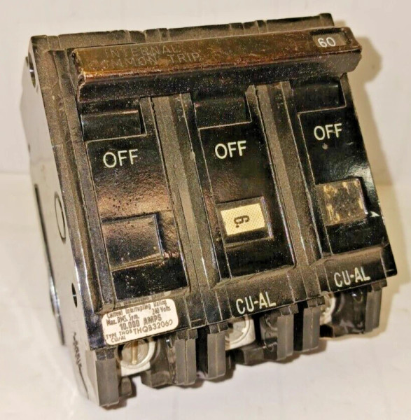 GE 60 AMP BOLT ON CIRCUIT BREAKER 3 POLE 240 VAC THQB32060