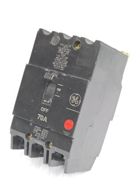 GE 70 Amp Bolt-On Circuit Breaker 480/277 VAC 3 Pole 65 kA TEY370