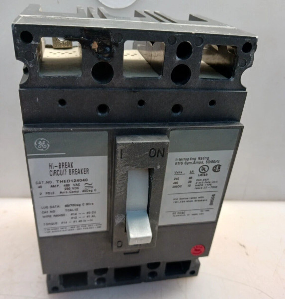 GE 40 AMP CIRCUIT BREAKER 2 POLE 480 VAC 25kA THED124040