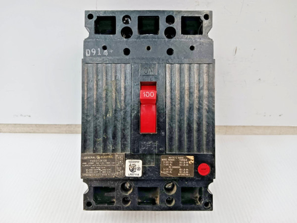 GE General Electric 100 Amp Circuit Breaker 3 Pole 480 VAC 65kA THED134100