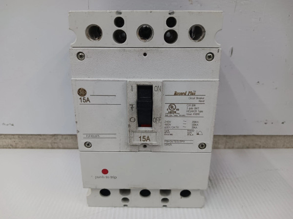 GE Record Plus 15 Amp Circuit Breaker 3 Pole 600Y/347 VAC FBH36TE015RV