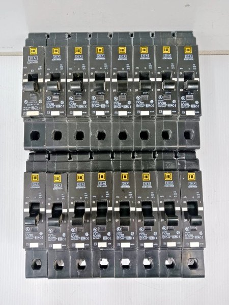 Lot Of 16) Square D 20 Amp Bolt-On Circuit Breaker 1 Pole 277 VAC 18kA EDB14020