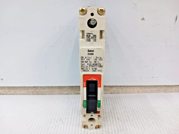 New Eaton 20 Amp Bolt-On Circuit Breaker 1 Pole 347 VAC / 125 VDC EGS1020FFB