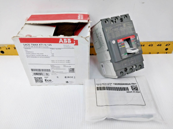 New ABB SACE Tmax 125 Amp Frame 30 Amp Trip Circuit Breaker 600 VAC XT1N 125