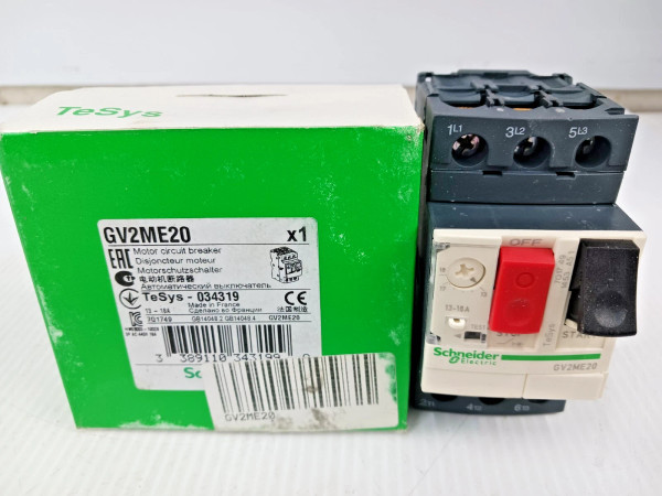 NEW SCHNEIDER ELECTRIC 13-18 AMP MOTOR CIRCUIT BREAKER 3 POLE 600 VAC GV2ME20