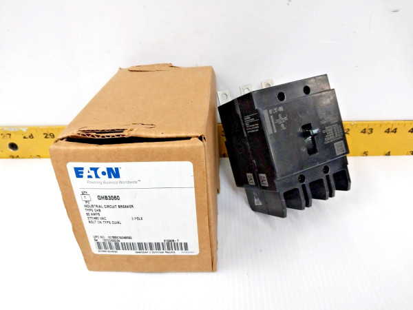 New Eaton 60 Amp Bolt-On Circuit Breaker 277/480 VAC 3 Pole GHB3060